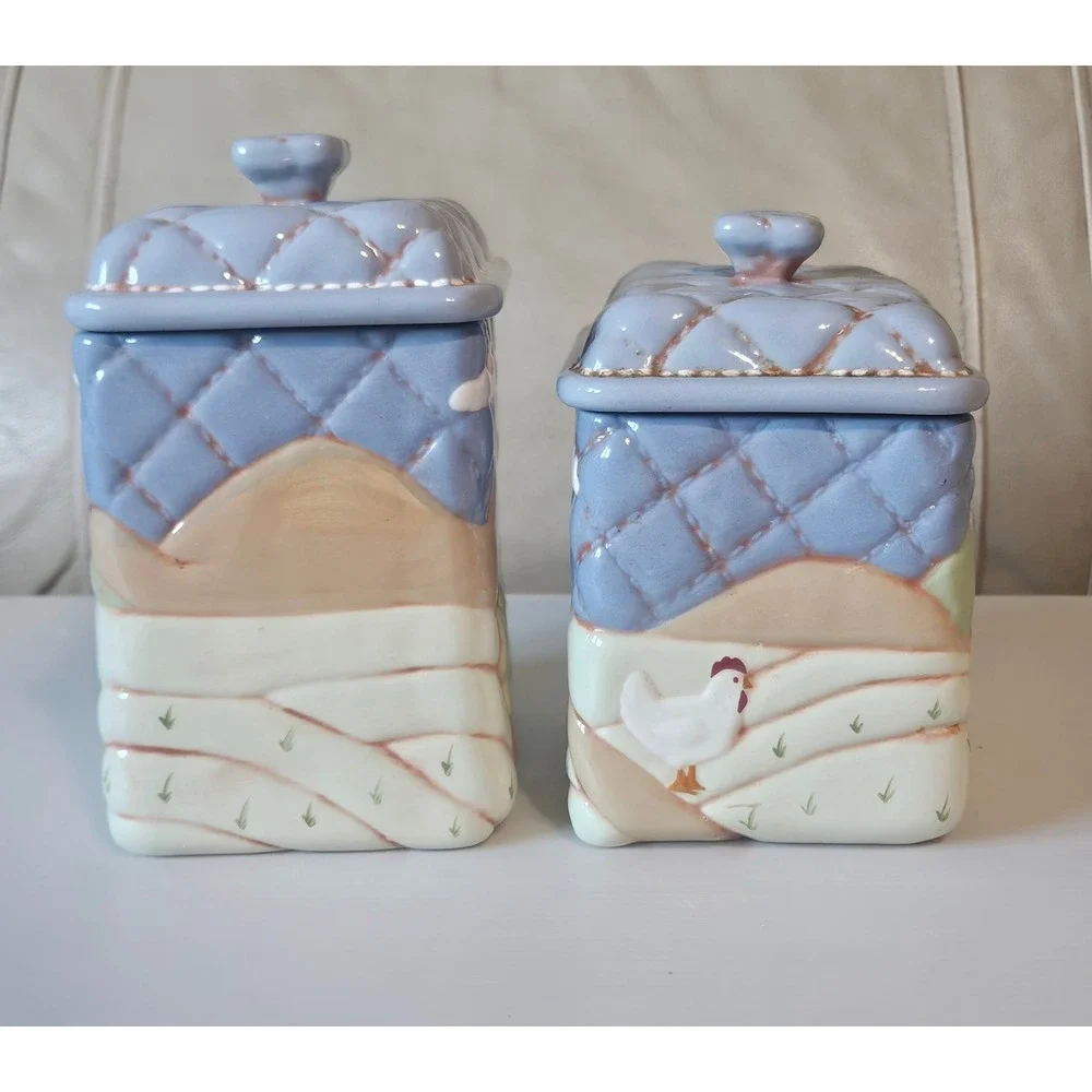 Vintage Farmhouse Chicken-pig House Ceramic Canister – Rustic Country‎ Style